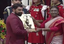 भारतीय क्रिकेटर मोहम्मद शमी को मिला अर्जुन अवॉर्ड, राष्ट्रपति ने किया सम्मानित